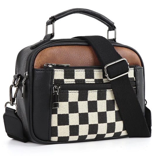 Shoulder Bag PU Leather Zipper Closure Crossbody Bag for Women with Multi-Pocket Top Handle Bag Satchel Purse for Work Travel