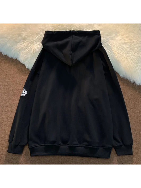 Unisex Hooded Jacket with Long Sleeves Stylish Patchwork Design Front Pockets Casual Streetwear Cardigan for Women and Men