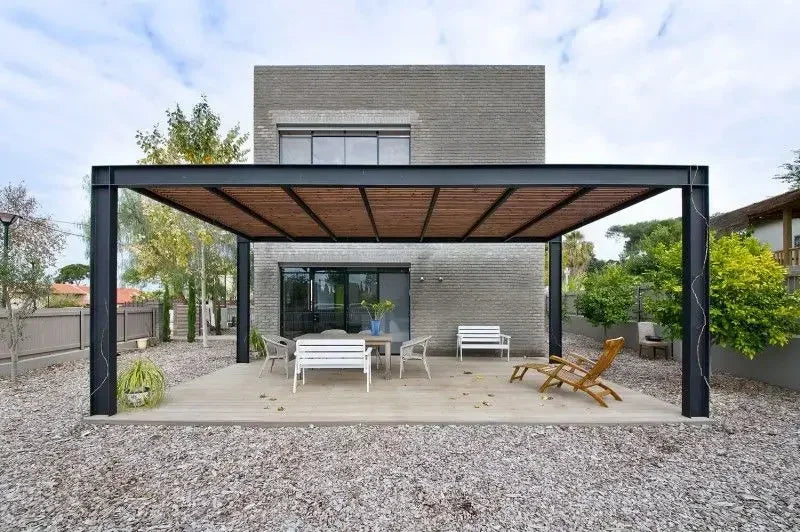 Outdoor Aluminum Pergola Custom Size 3X3m 3X4m 4X4m 6x4m Remote Control Louvered Roof Pavilion Pergola Attached To House