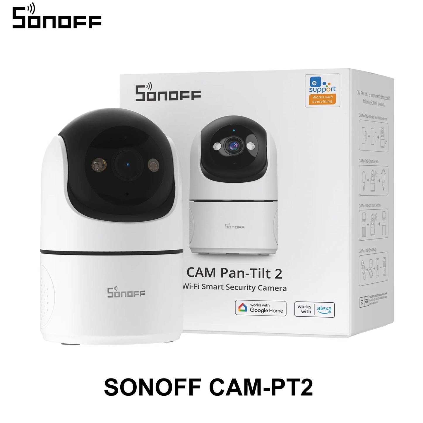 SONOFF CAM Pan-Tilt 2 Smart Indoor Home Security Camera Night Vision 360° Panoramic Human Detection & Motion Detection via Alexa