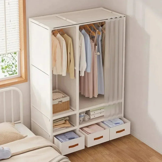 Bedroom Wardrobe Assembling A Dust-proof Large Capacity Wardrobe Strong Load-bearing Capacity Blankets Clothes Storage Cabinet