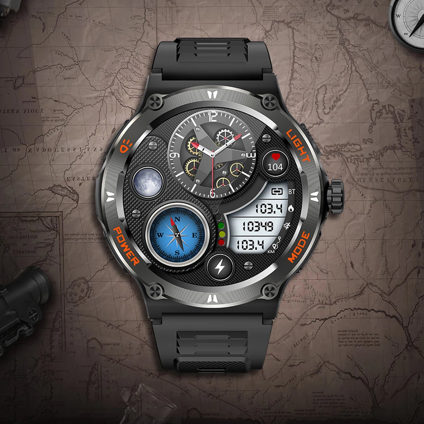 Waterproof Smartwatch with LED Flashlight Outdoor Sports Smartwatch Heart Rate/Sleep Monitor Fitness Tracker for Men and Women