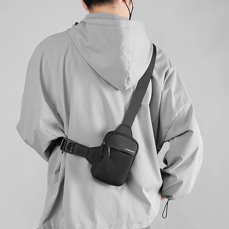 Men's Chest Bag Fashion Canvas Shoulder Crossbody Bags Mini Cloth Sling Sport Cross Phone Handbag