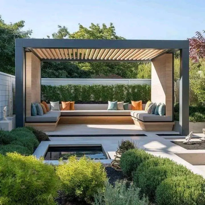 Outdoor Aluminum Pergola Gazebo with Arch Eco-Friendly Waterproof Louver Roof Garden Sun Shade Canopy Aluminium Awnings