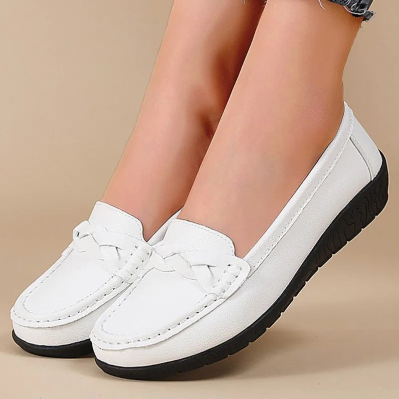 Women's Flat Shoes Fashion High Quality Loafers For Women Comfortable Moccasins Genuine Leather Loafer Shoes For Ladies Footwear