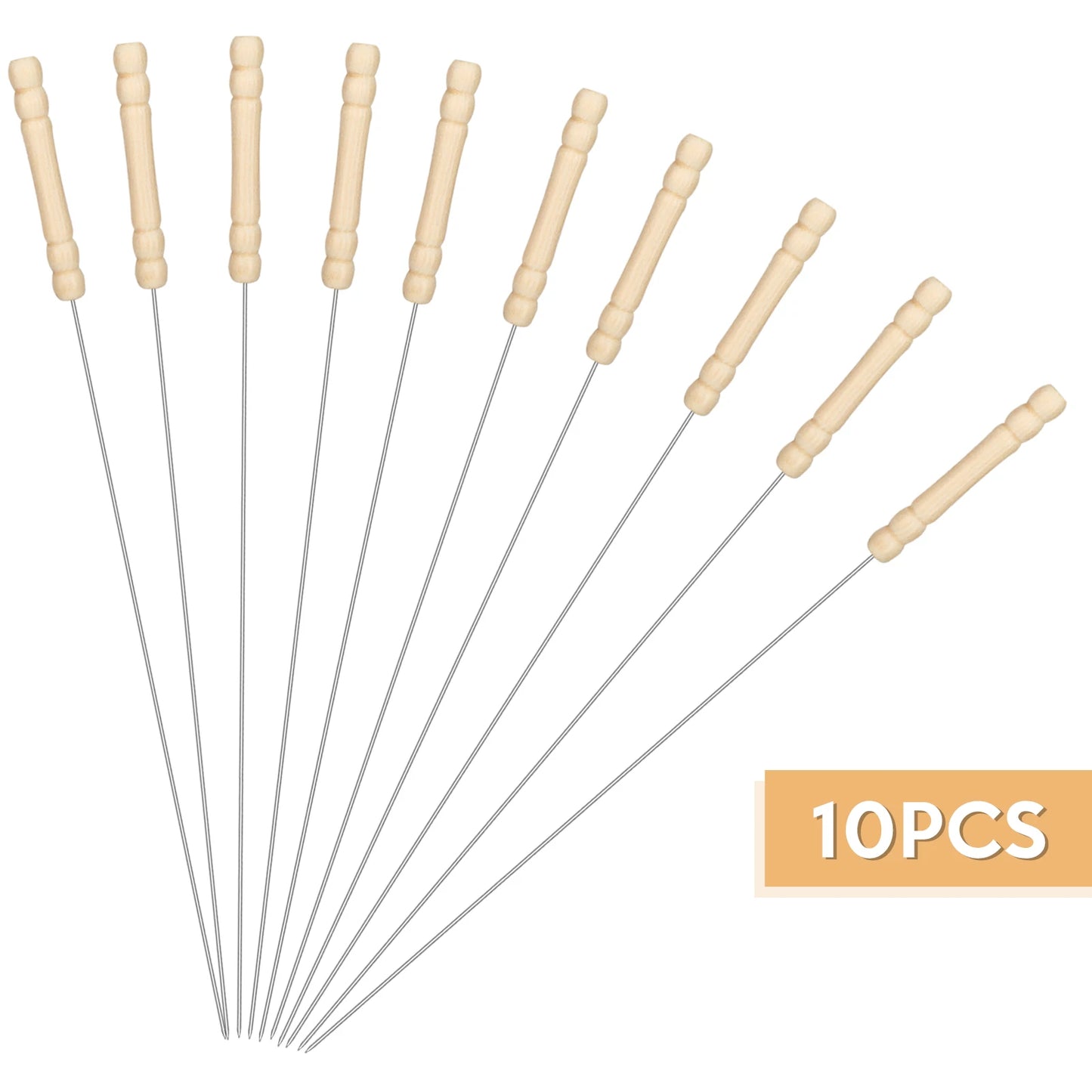 10/12pcs Stainless Steel Barbecue Skewer Reusable BBQ Kebab for Outdoor Camping Picnic Tools Cooking Tools Kitchen Accessories