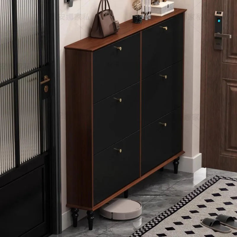 Vertical Storage Shoe Cabinet Organizer Mobile Living Room Shoe Shelf Wooden College Dorm Essentials Gabinete Hotel Furniture