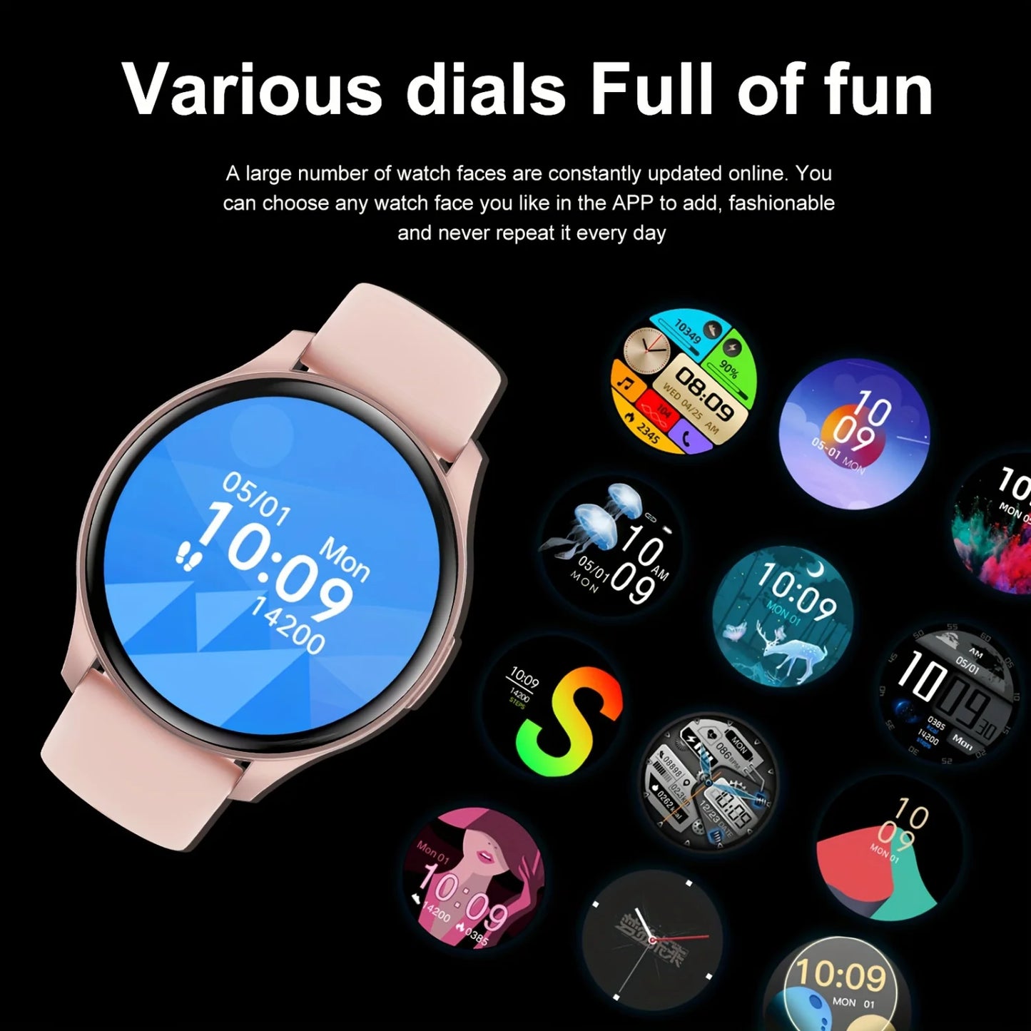 Smartwatch, Wireless Communication/dialing, Multiple Sports Modes, Sports Watch, Change Wallpaper, Fitness Monitoring, Compatibl