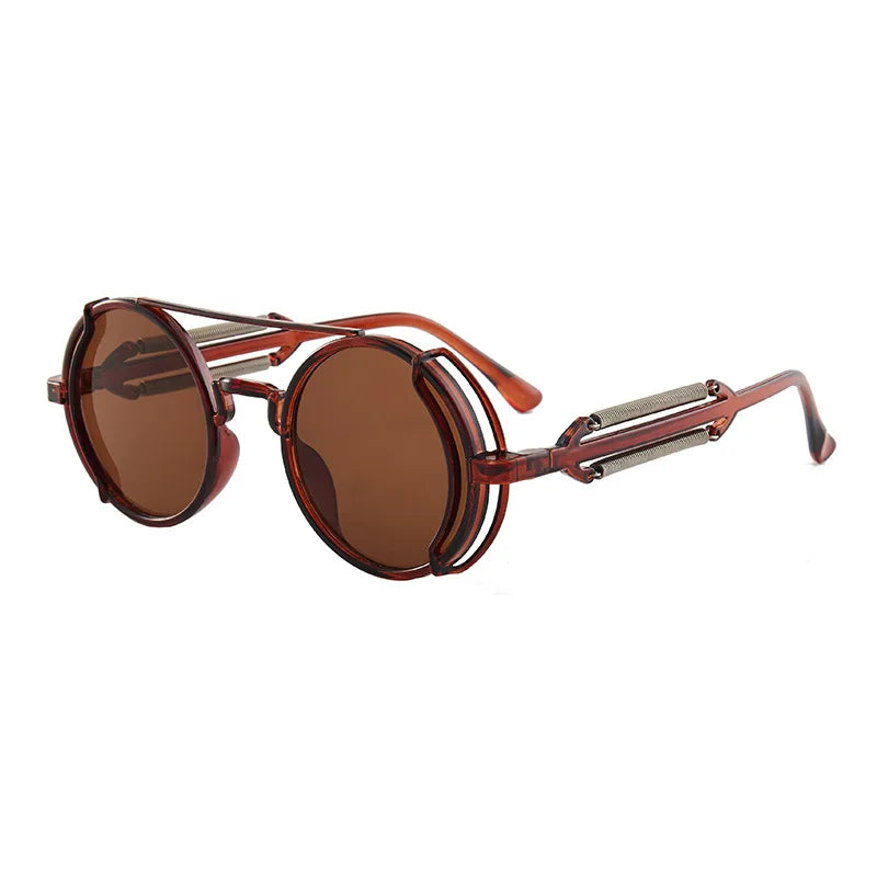Steampunk Round Sunglasses for Men Luxury Designer Metal Frame Unisex Sun Glasses Men Women Outdoor Riding Sports Sunglasses