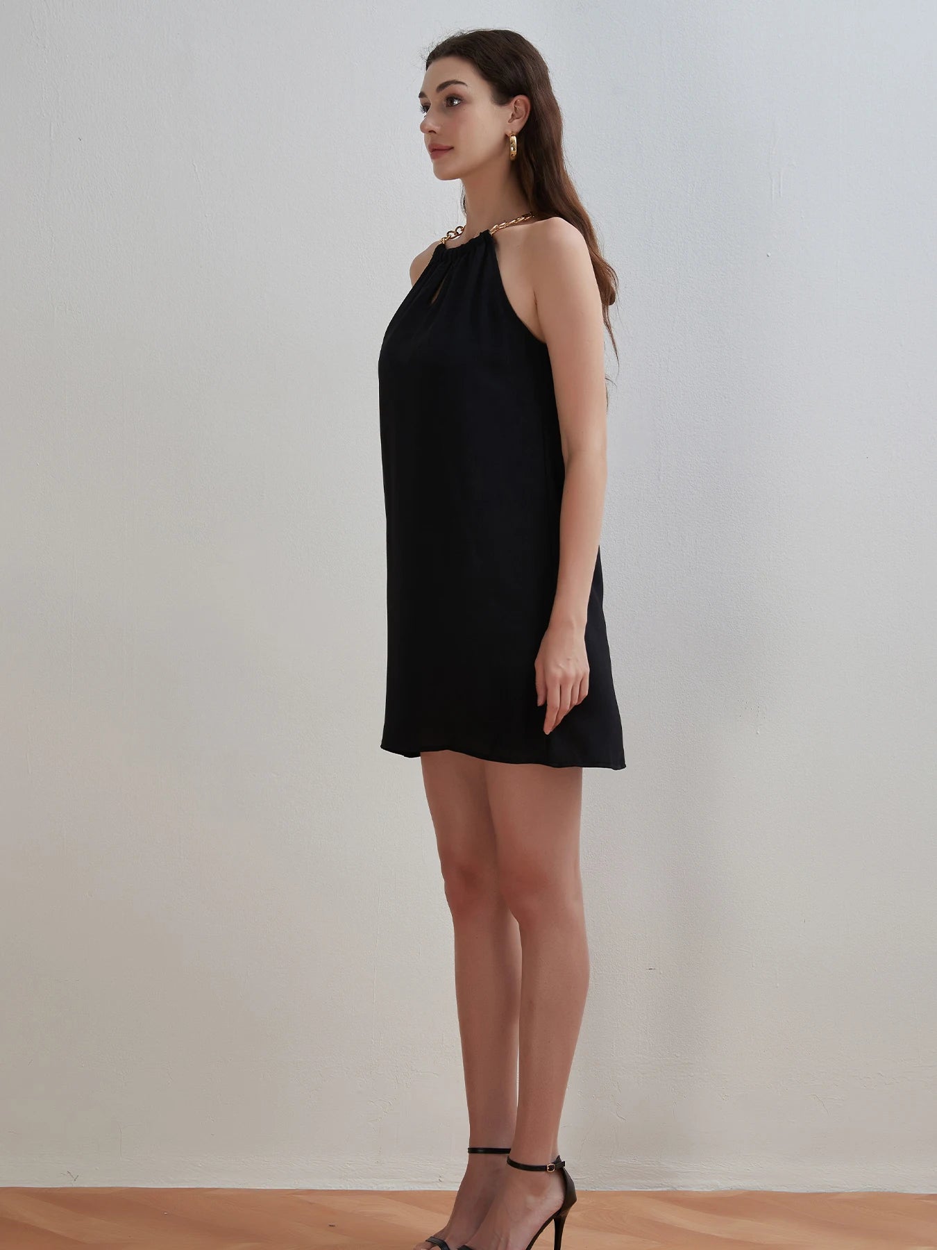 2025 Summer New Arrival Women's Fashion Neck Sleeveless Solid Color Casual Sequins Slimming Dress Elegant Evening Party Dress