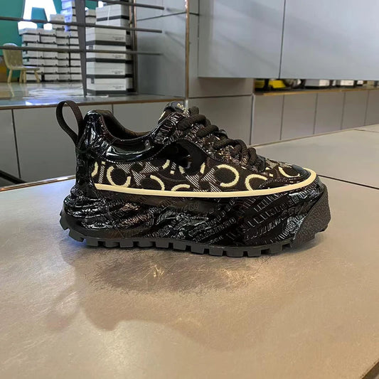 Men's Shoes 2025 Spring and Autumn Fashion Trend Printed Thick Sole Height Increasing Casual Shoes Versatile Warm Sports Shoes