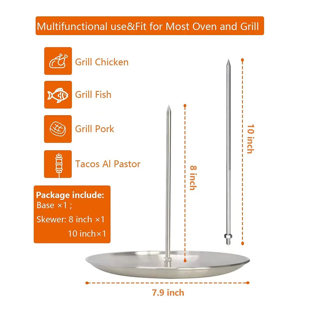 Vertical Meat Skewer Grill with Removable Spikes Stainless Steel Vertical Skewer Grilling Rack for Oven Kebabs BBQ Dishes
