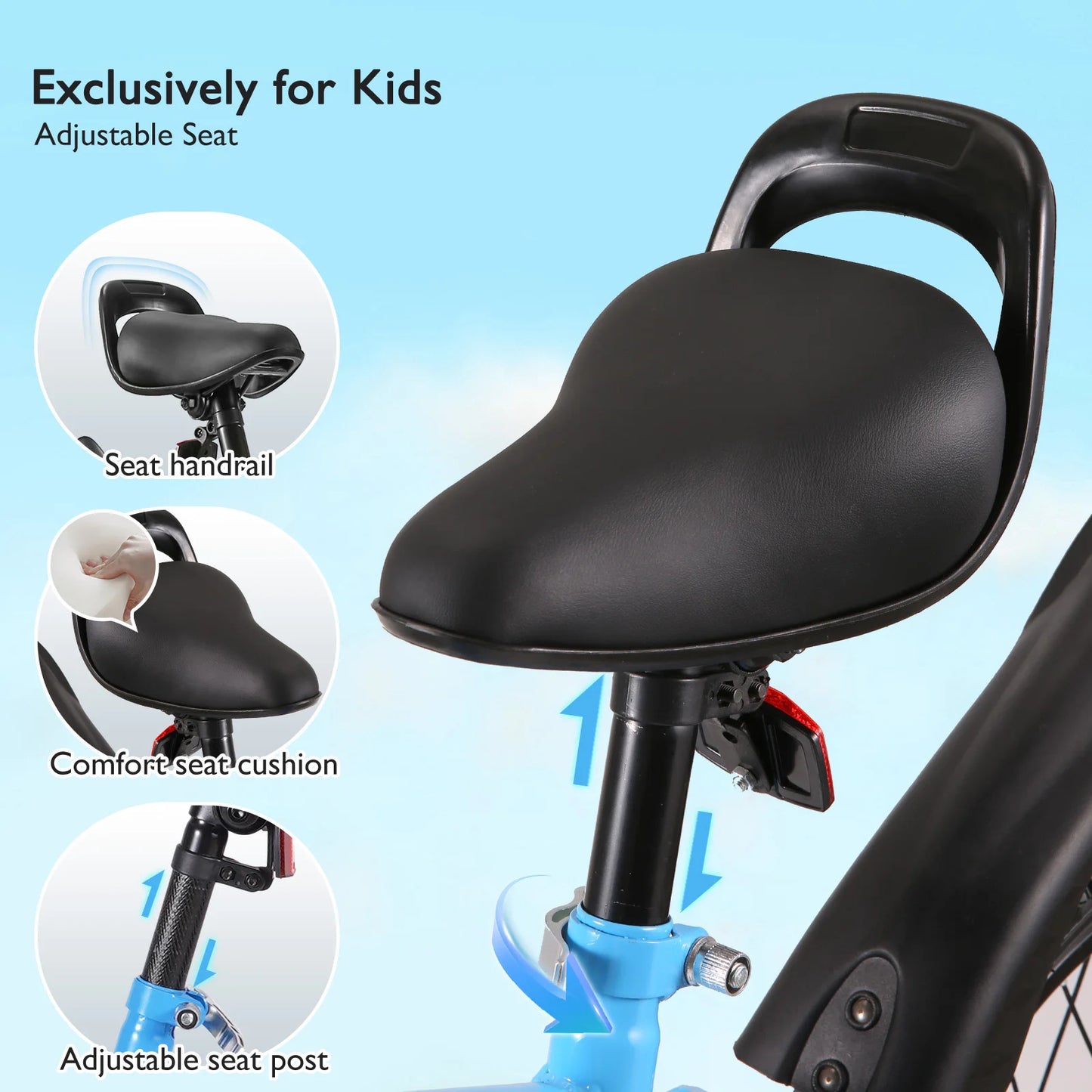 18" Kids Bike Girls and Boys Blue Bicycles with Removable Training Wheels for Age 5-10 Years Old