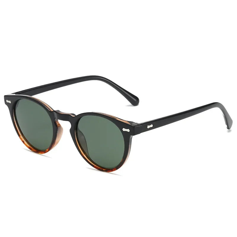 Small Round Sunglasses Women Vintage Brand Designer Brown Sun Glasses Round Frame Rivet Shades Female Ladies UV400 Gafas De Sol