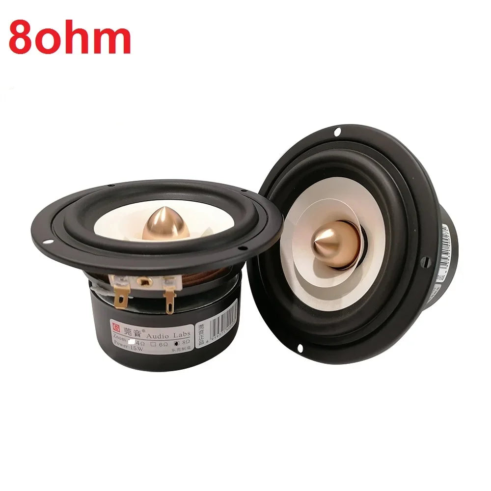 2020 Audio Labs 4'' Home Audio DIY Full-Range Speaker Driver Unit White Mixed Paper Cone Rubber Suspension Shielded 4/8ohm 15W