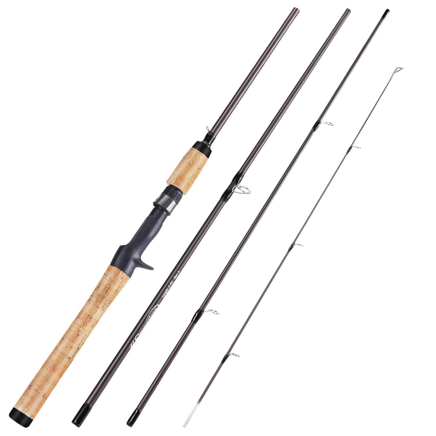 Sougayilang 2.1m Ultra Light Wooden Handle Spinning Rods Casting Fishing Pole Carbon Fibre Bass Trout Rods Cork Handle Pole