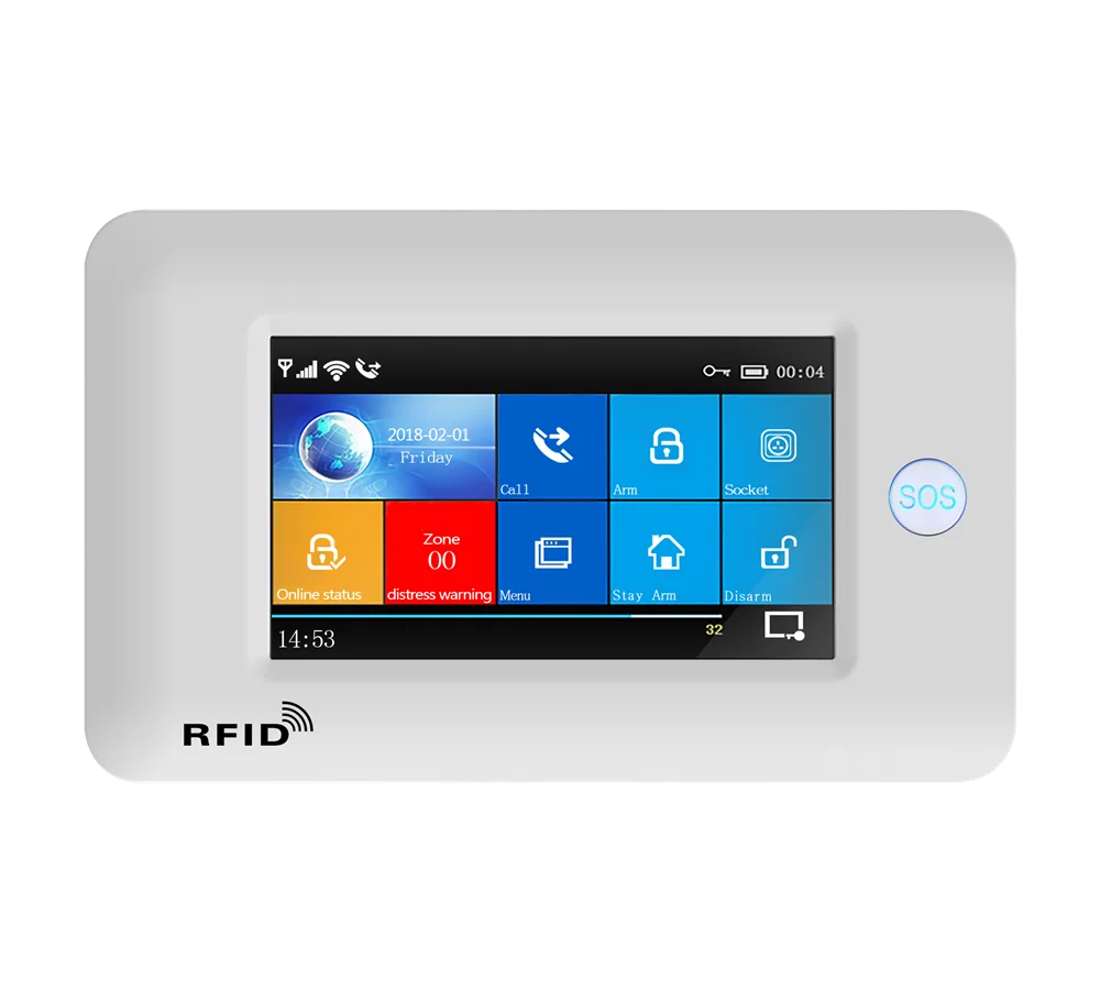 4.3 Inch Big Screen  Tuya Smart Life  WIFI+GSM/4G  Burglar Alarm System Touch Keypad Home Security Alarm Sensor Motion Detector