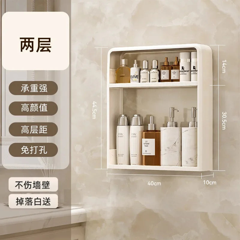 Bathroom Shelf Wall Mounted Waterproof Tissue Box Multifunctional Storage Rack for Toiletries Storage Box Shampoo Organizer