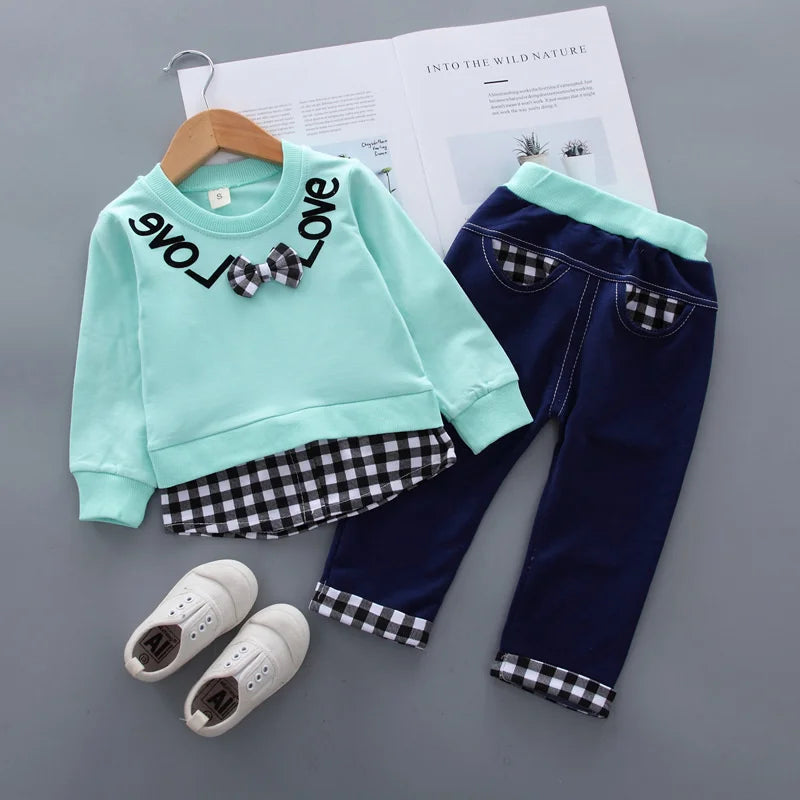 New Spring Autumn Baby Girls Clothes Suit Children T-Shirt Pants 2Pcs/Sets Toddler Casual Costume Infant Outfits Kids Tracksuits