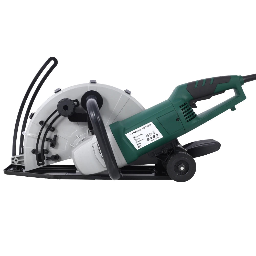 Portable 14" Wet/Dry Electric Corded Circular Concrete Saw/Power Angle Cutter 2600W w/Water Line & Guide Roller (With Blade)