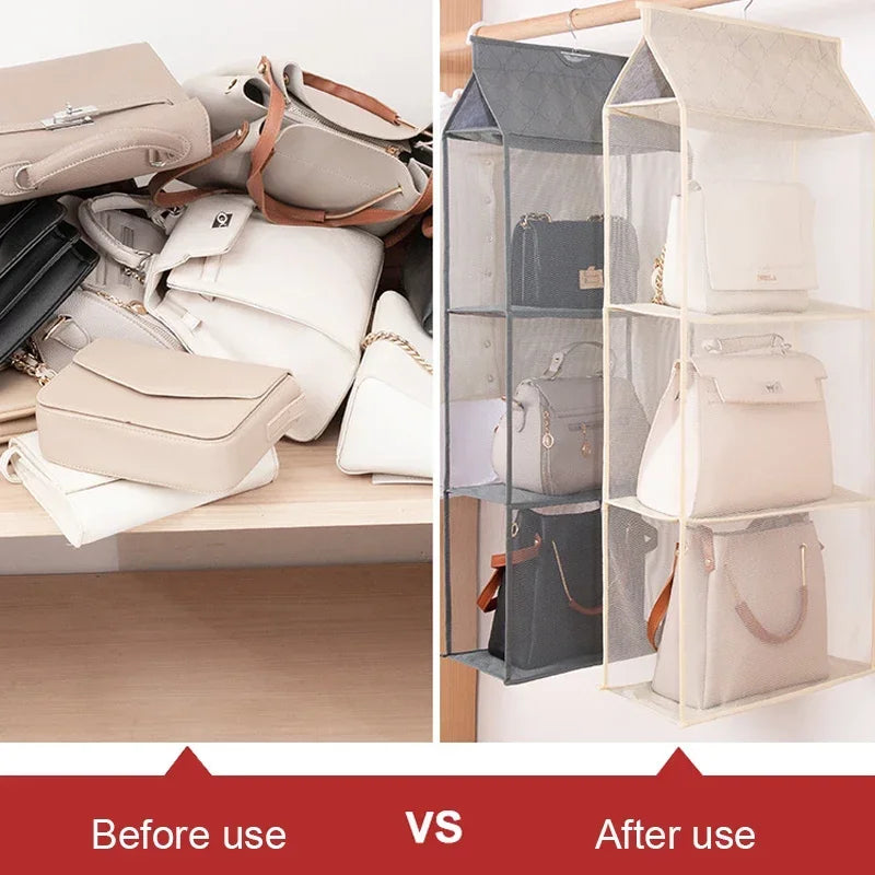 Wardrobe Closet Transparent Storage Bag Hanging Handbag Organizer Underwear Bra Organizer Storage Washable