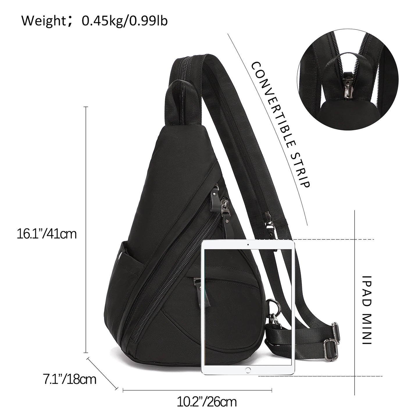 KL928 Nylon Sling Bag - Small Crossbody Backpack Shoulder Casual Daypack Multipurpose Rucksack for Men Women