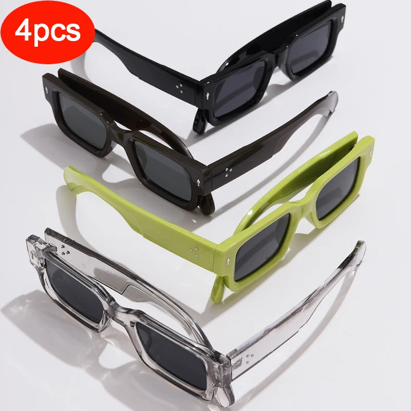 Classical High Square Rivet Sunglasses Men Women Fashion Eyeglasses Men Punk Rectangle Design Sun Glasses Retro Glasses UV400