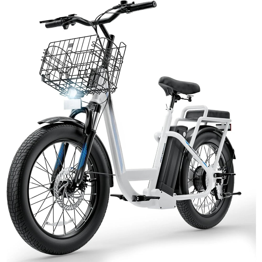 1200W Electric Scooter with Seat, 20" Fat Tire Electric Bike with 48V Removable Battery, Up to 30Miles & 20MPH