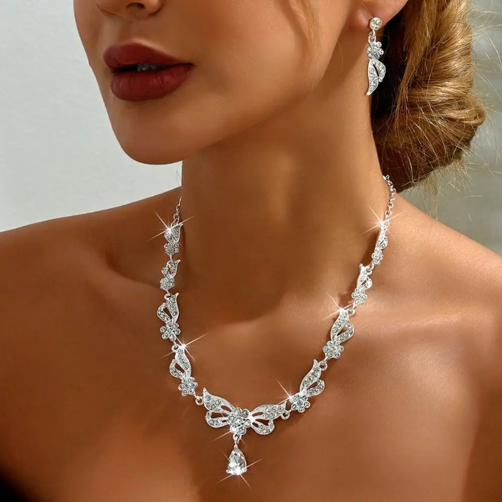 Brida Crystal Rhinestone Jewelry Set Shining Exquisite Necklace Luxury Diamond Earrings Banquet