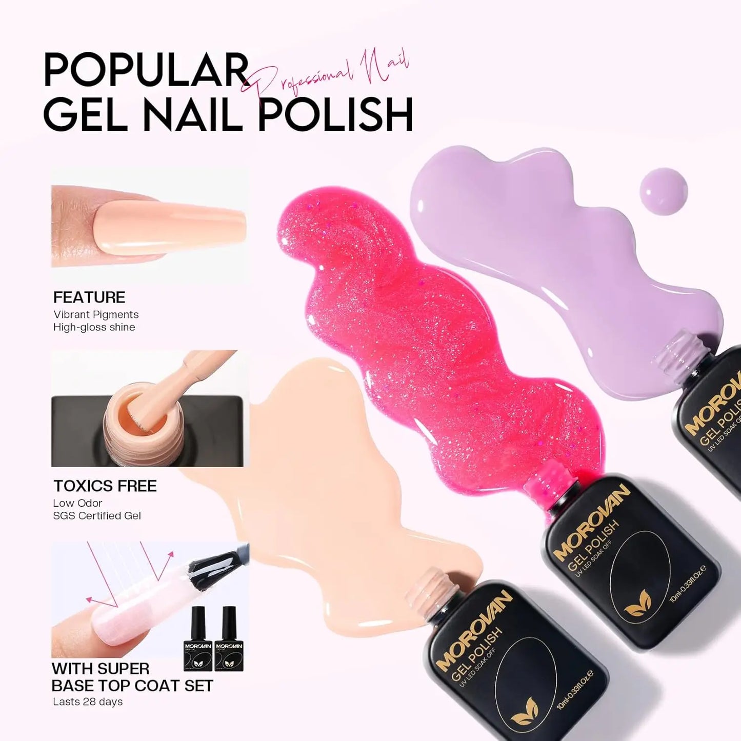 Morovan Nail Set: Beginner Professional Nail Set with Diamond Powder Nail Art, Suitable for Beginners Acrylic Nail Set
