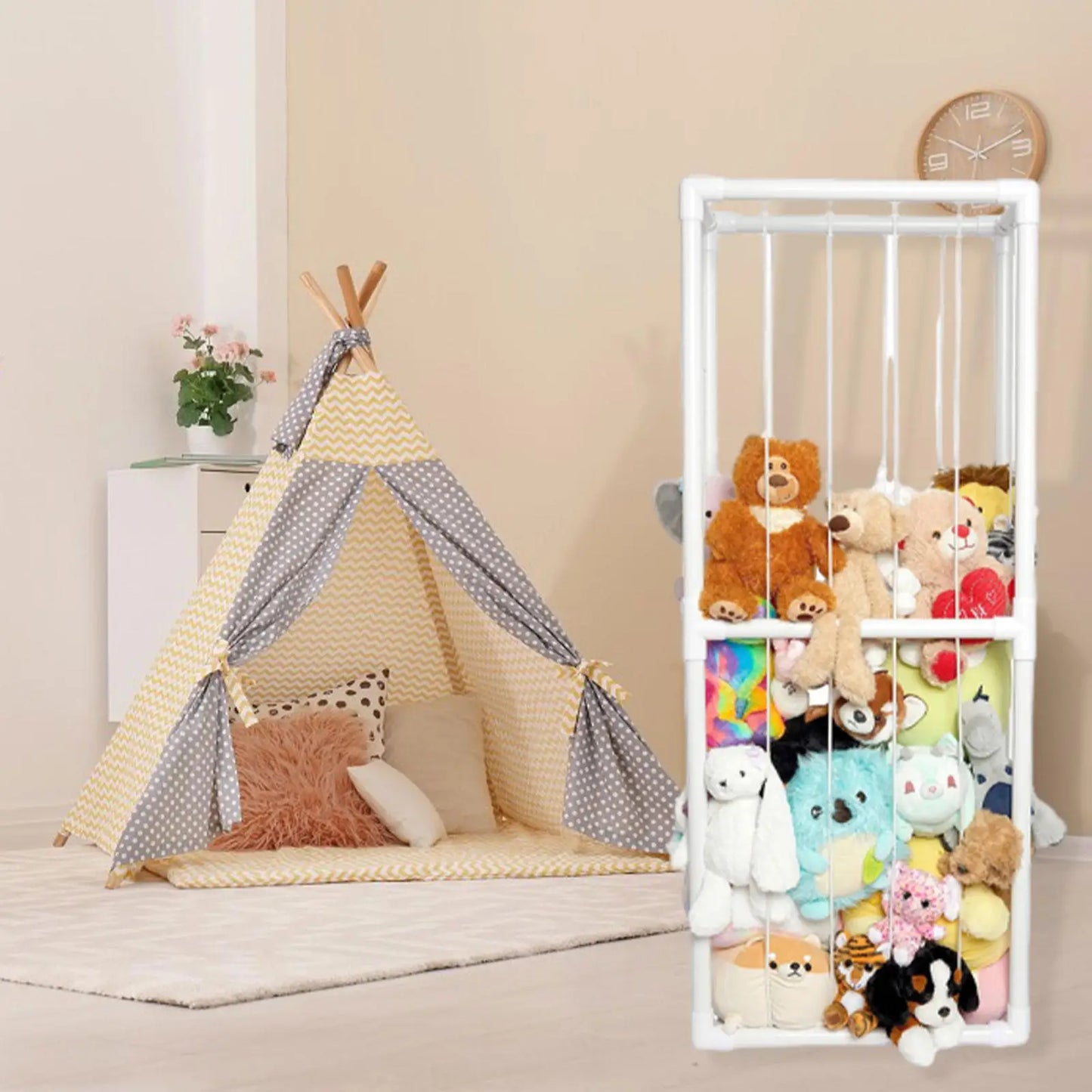 Stuffed Animal Storage Toy Organizer Nursery Toy Organizer Holds up to 250kg Large Toy Storage Shelf for Bedroom Playroom