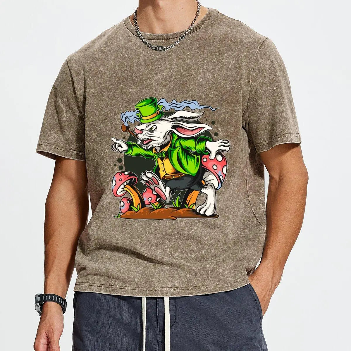 Men's New T-Shirt  0371 Rabbit mushroom   Comfortable Casual Wear