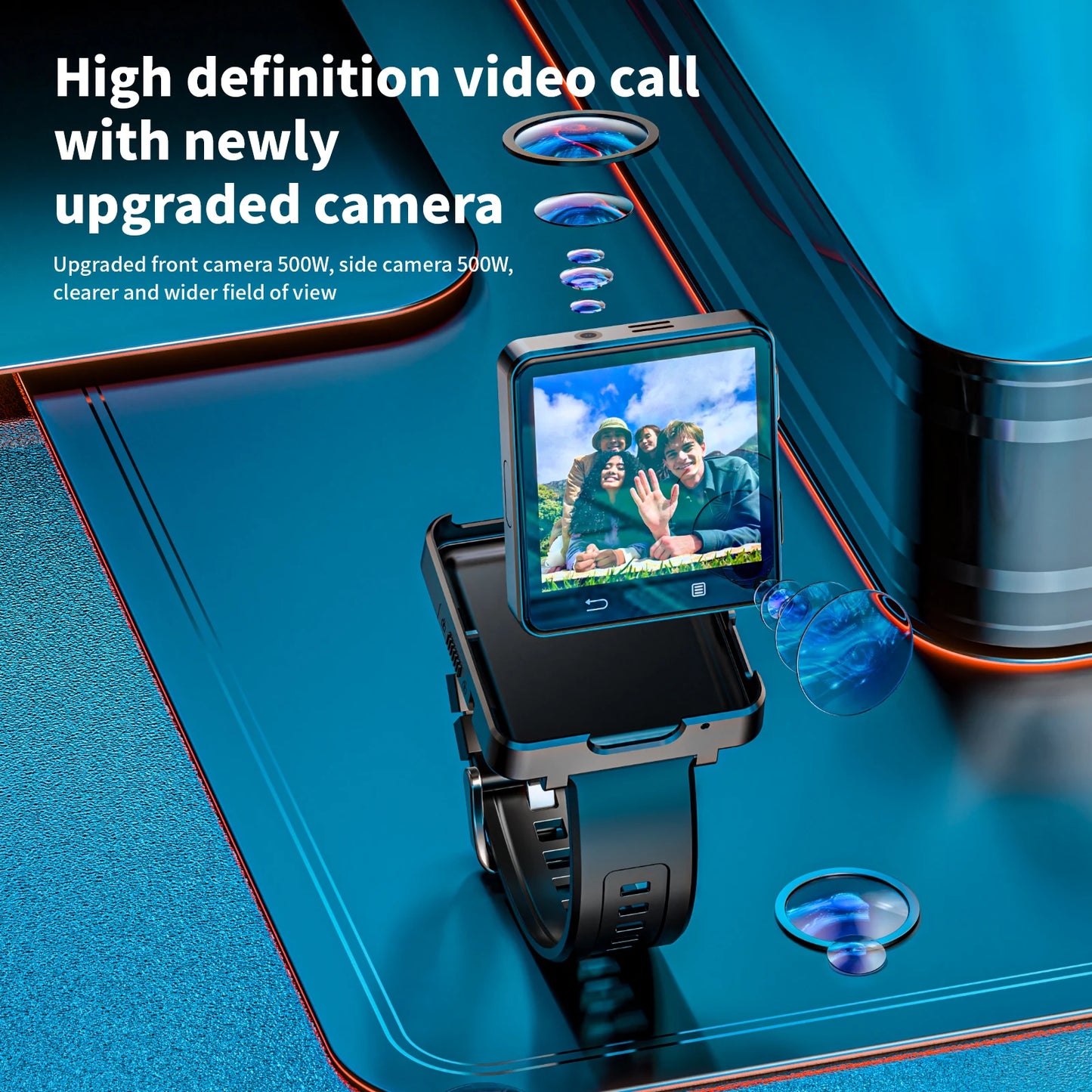 LOKMAT New APPLLP 2 MAX Dual Camera Android 11 Watch Phone Wifi Videos Calls Smart Watch Network Detachable Strap Mini Phone