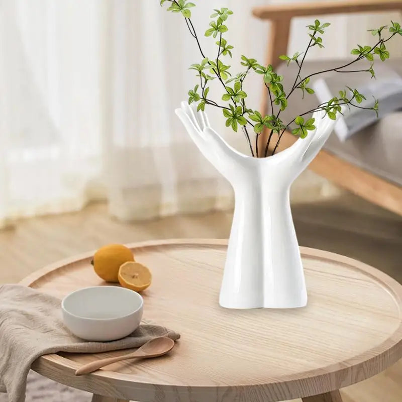 Hand Shape Vase Hand Arm Palm Bouquet Flower Arrangement Accessories Flower Vase Porcelain Handicraft Ornaments Home Decoration