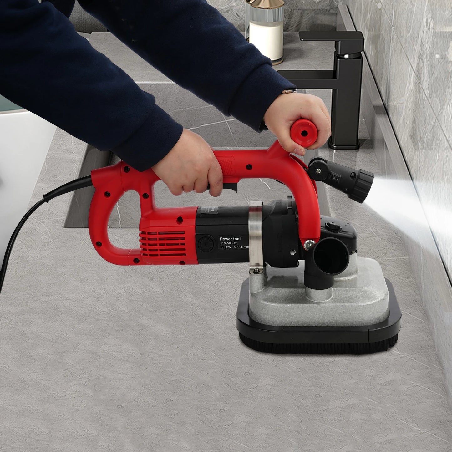 4-Head Concrete Floor Grinder, 3800W Concrete Floor Polisher, Concrete Surface Grinding Machine with Extension Rod 6-Speed