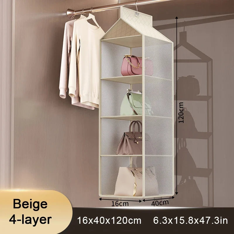 Wardrobe Closet Transparent Storage Bag Hanging Handbag Organizer Underwear Bra Organizer Storage Washable