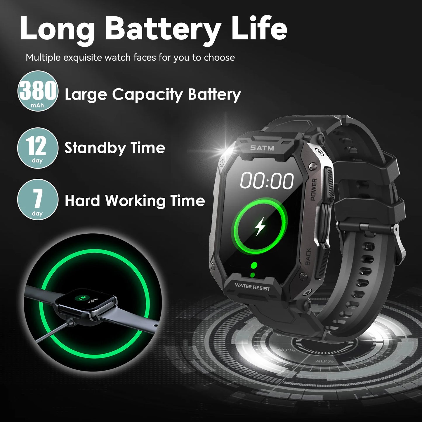 LaNikar New Smart Watch for Men 5ATM Waterproof Fitness Sports Watch Activity Tracker with Pedometer Compatible with Android iOS