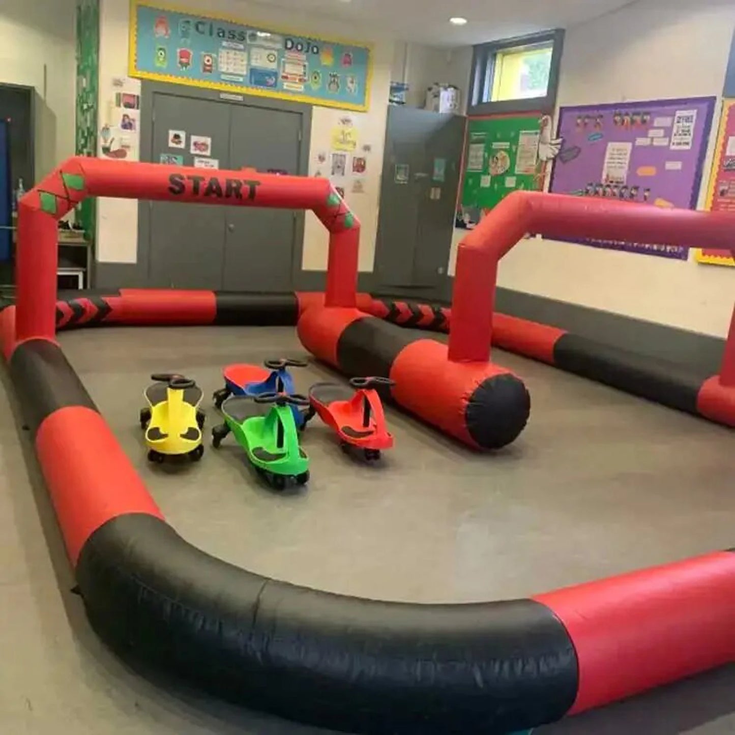 Outdoor Inflatable Race Car Air Track Game Pvc Toys Arena Karting Car Children  Sport Game (Not Include Cars)
