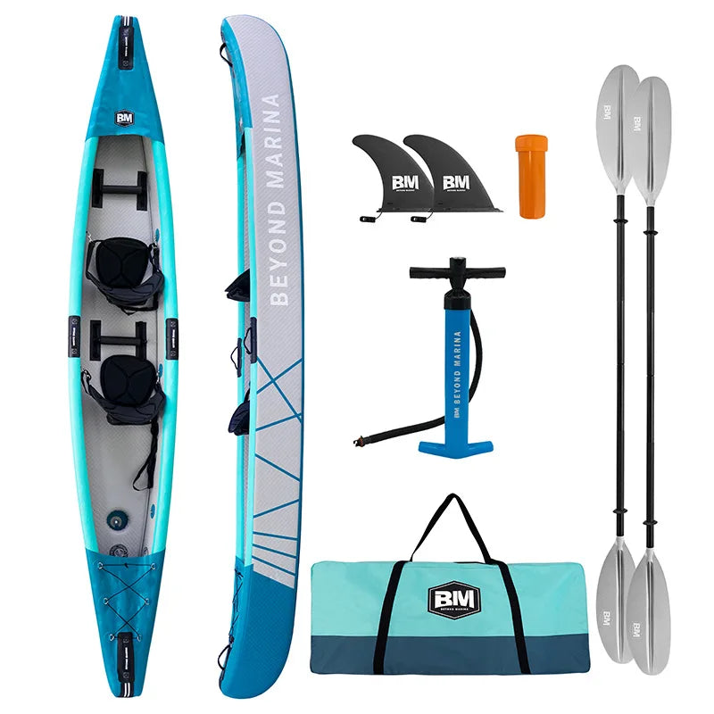 Double person skiff rubber kayak drop stitch triple blue inflatable rowing kayak fishing 2 person