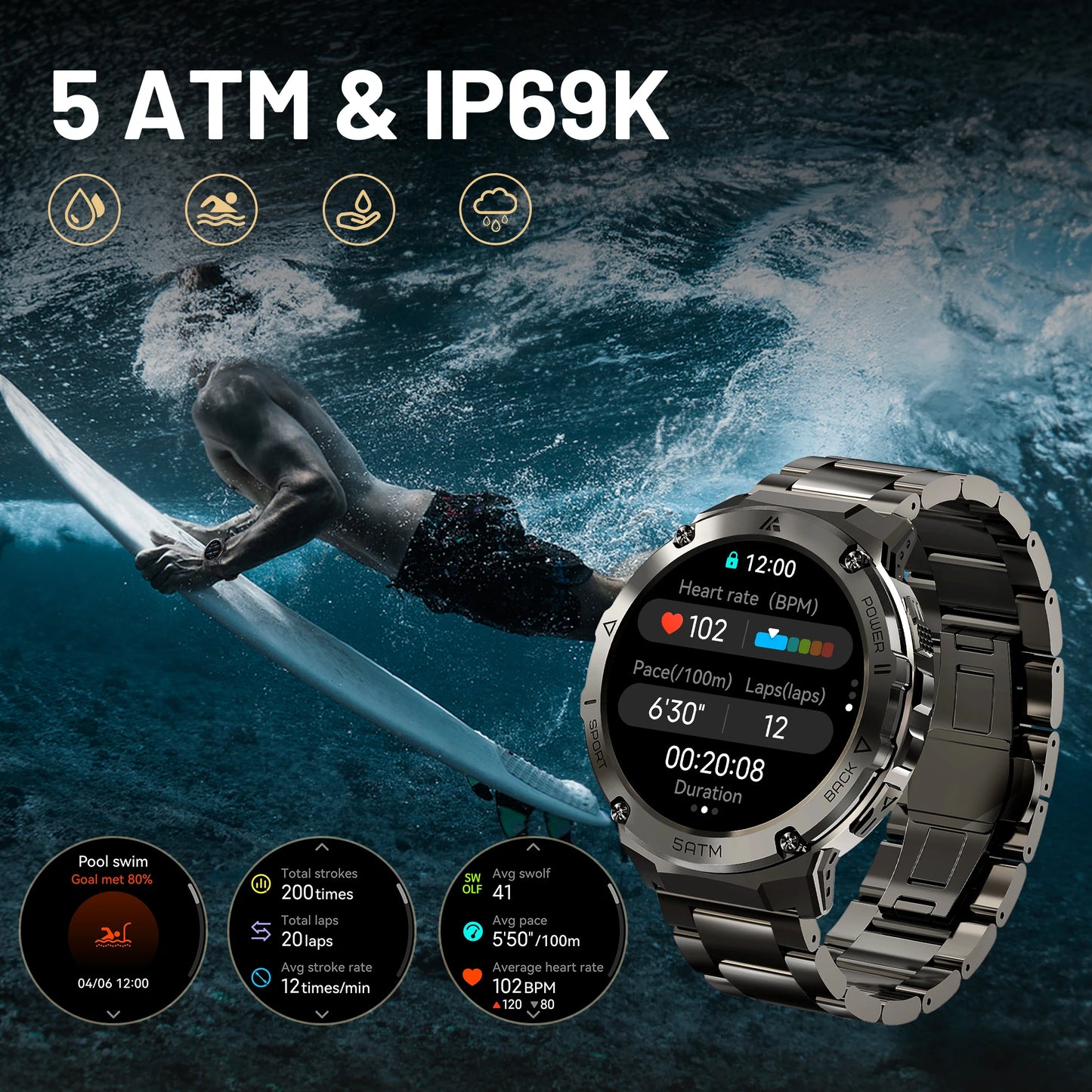 2024 Original Ticwris T3E GPS Smart Watch For Men Waterproof 5ATM IP69K 470mAh AMOLED Compass Bluetooth Call Electronic Watches