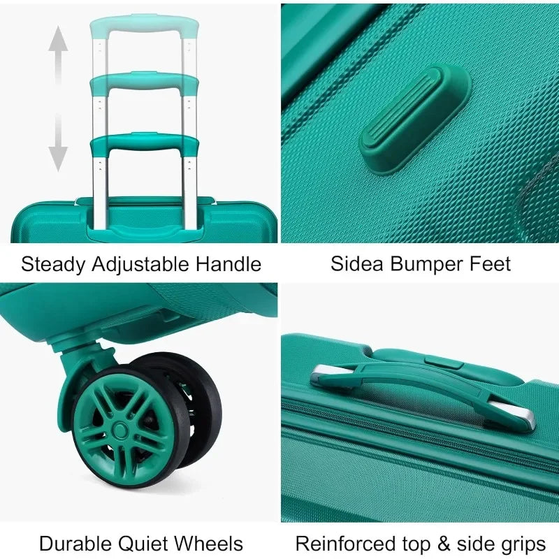 20'' Carry on Luggage Lightweight with Spinner Wheel TSA Lock Hardside Luggage Airline Approved Carry on Suitcase Turquoise