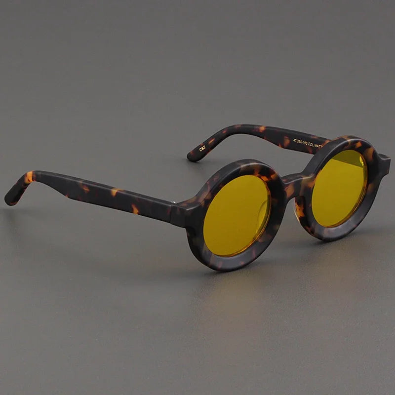 Luxury Sunglasses for Women Round Coarse Frame Frosted Matte Gray Pink Lenses Outdoor Handmade UV400 Men Polarized SUN GLASSES