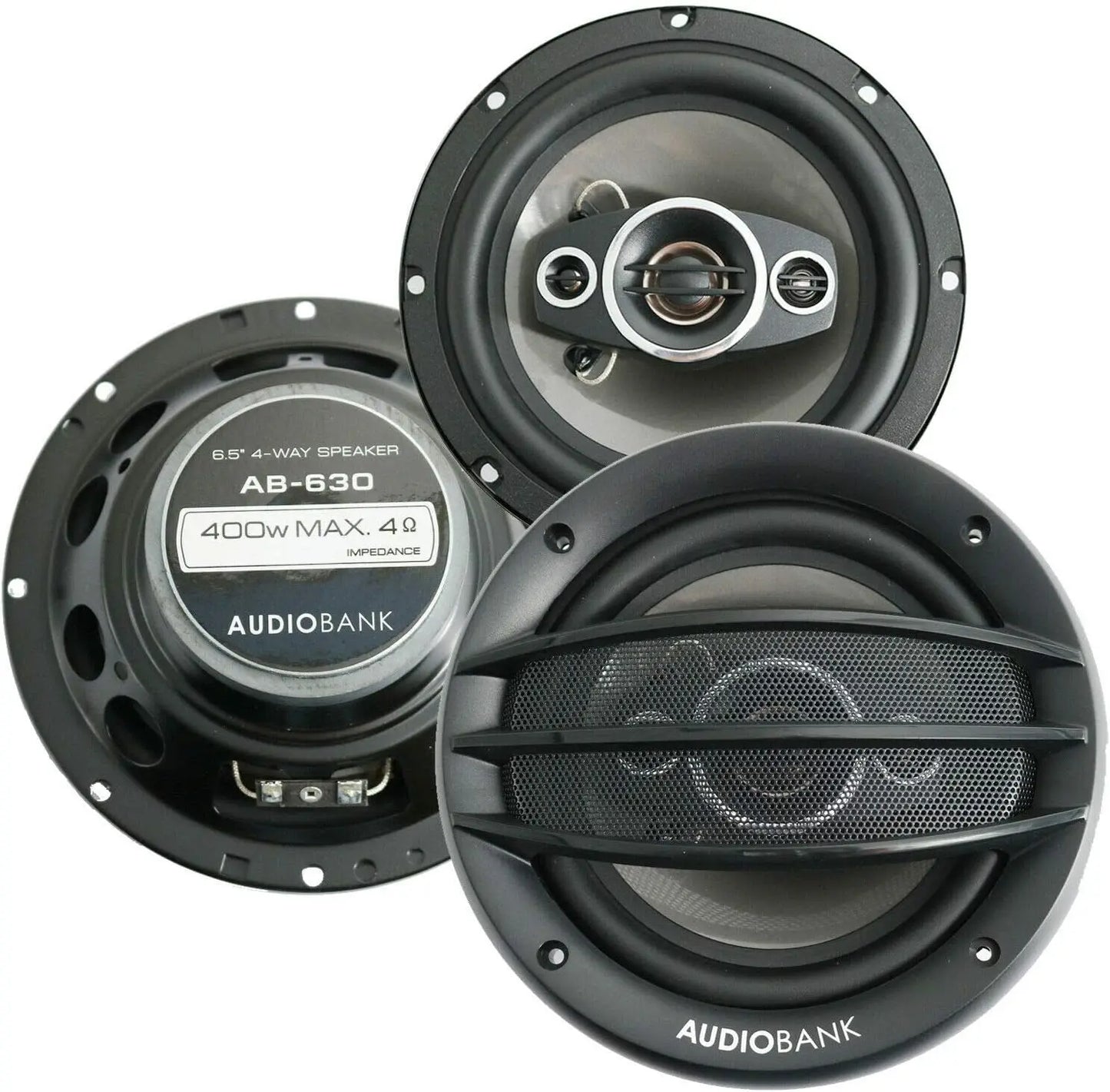 4X AB-630 800W 6.5' Coaxial Car Speakers with 2x15 Piezo Tweeters, 65-20000 Hz