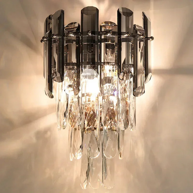 Modern Minimalist Light Luxury Crystal Glass Rod Wall Lamp Living Room Study Bedroom Decoration Led Home Indoor Lighting