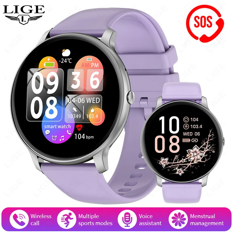 LIGE Smart Watch Women Men Bluetooth Call Sports Fitness Watches Heart Rate Health Monitor Smartwatch Ladies For Android iOS New