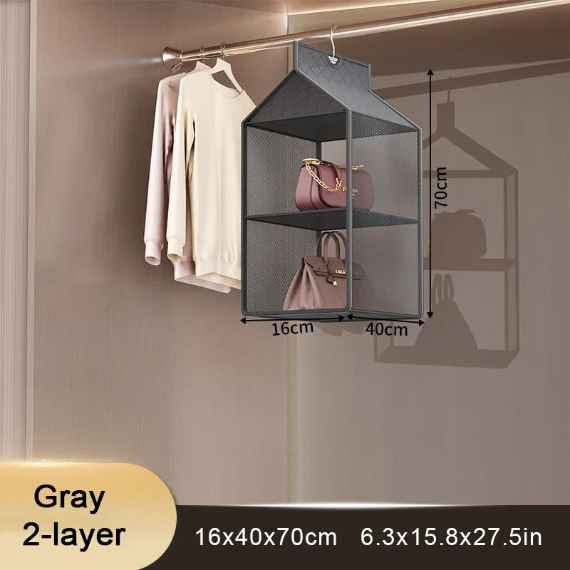 Wardrobe Closet Transparent Storage Bag Hanging Handbag Organizer Underwear Bra Organizer Storage Washable
