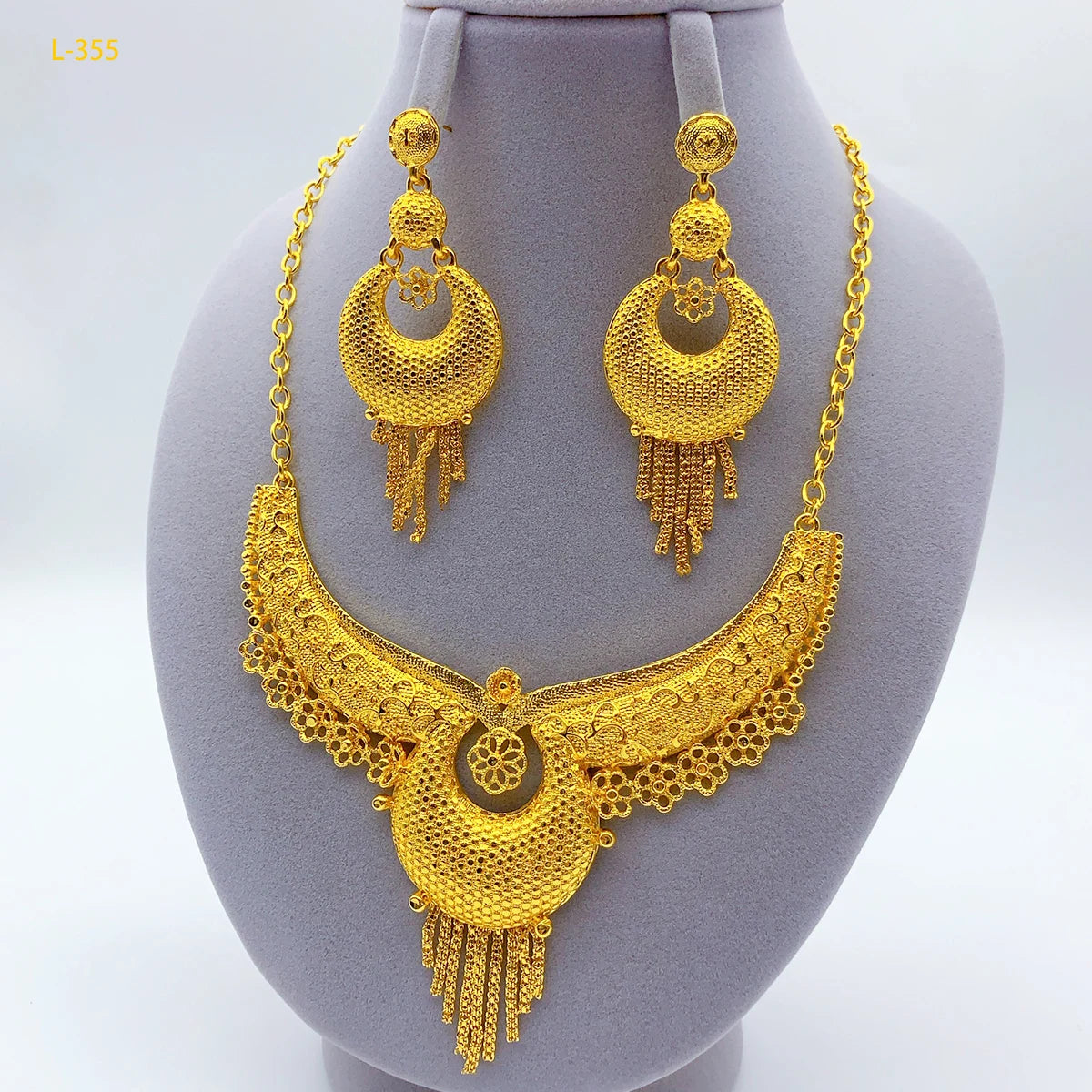 Dubai Jewelry Set For Women 24K Gold Color African Necklace Earrings Indian Nigeria Bridal Wedding Party Jewellery Gifts