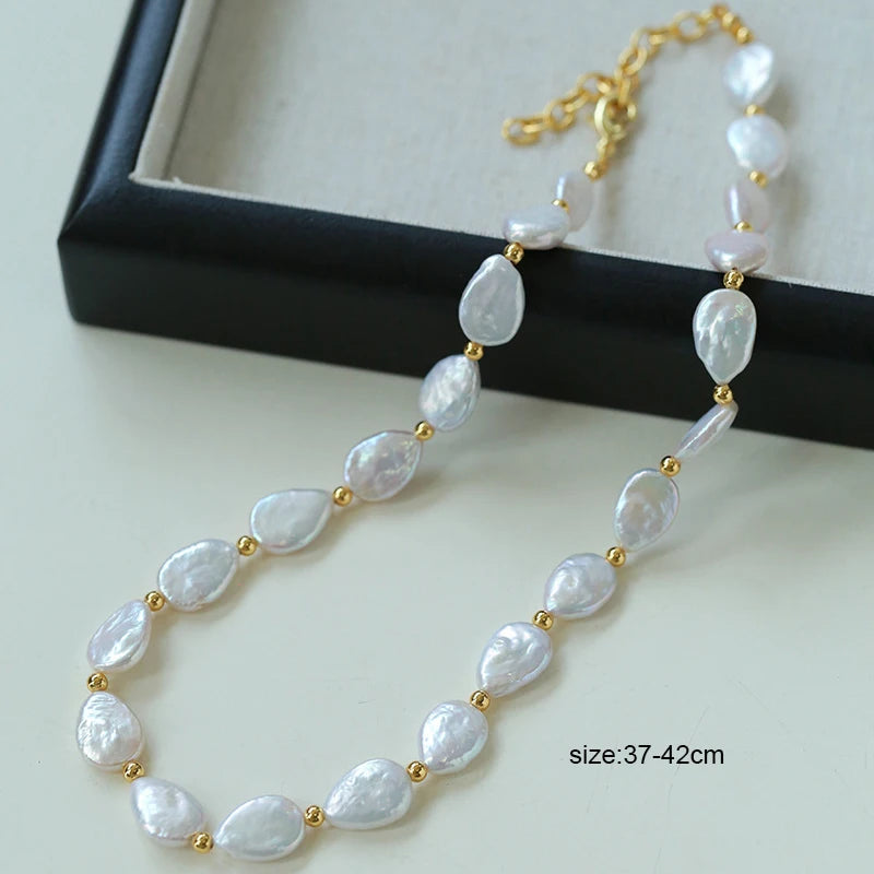 Baroque Pearls Bridal Jewelry Set Gold Color Women Necklace Bracelet Wedding Accessories