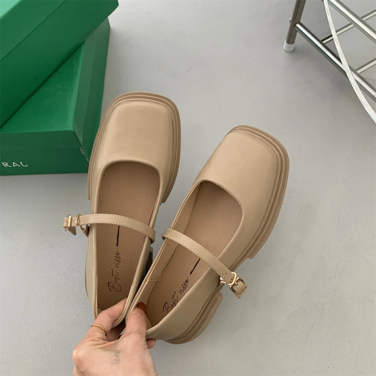 Korean Shoes Female Footwear Square Toe British Style Oxfords Women's 2025 Dress Comfortable Preppy Leather Retro Summer New Med