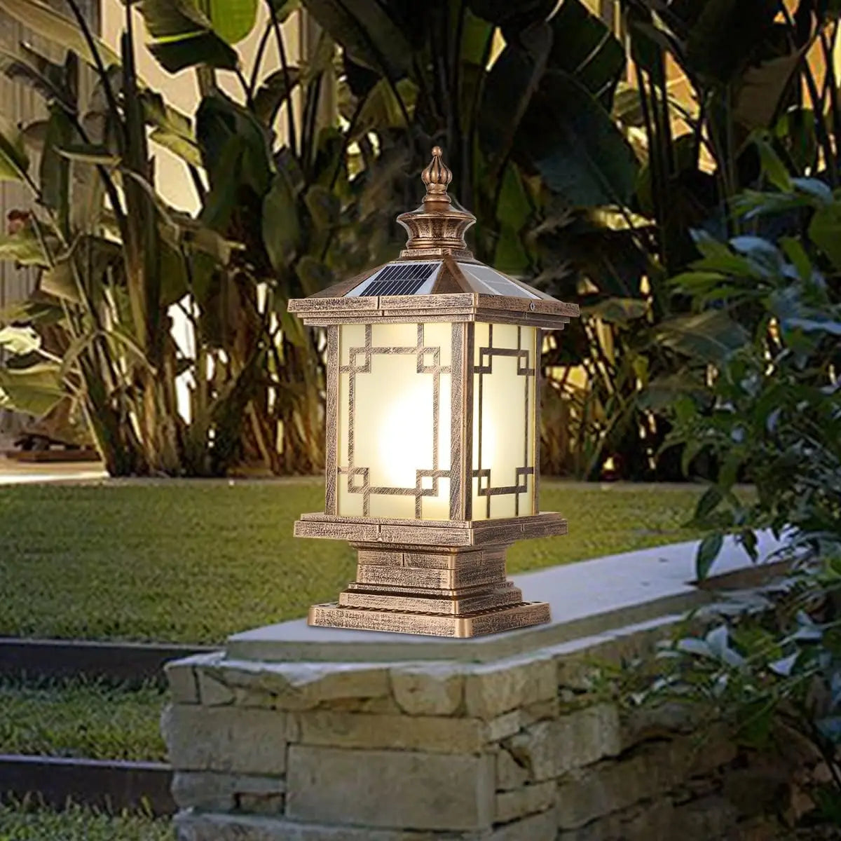 LED Solar Post Light, Aluminum Fence Cap Lamp, Dimmable Waterproof Pillar Light for Garden Yard